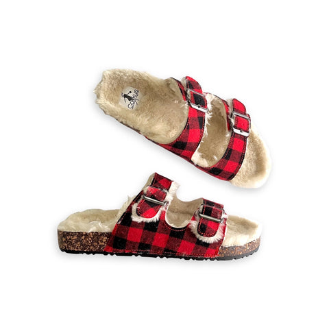 Corkys Red Plaid Laid Back Sandals