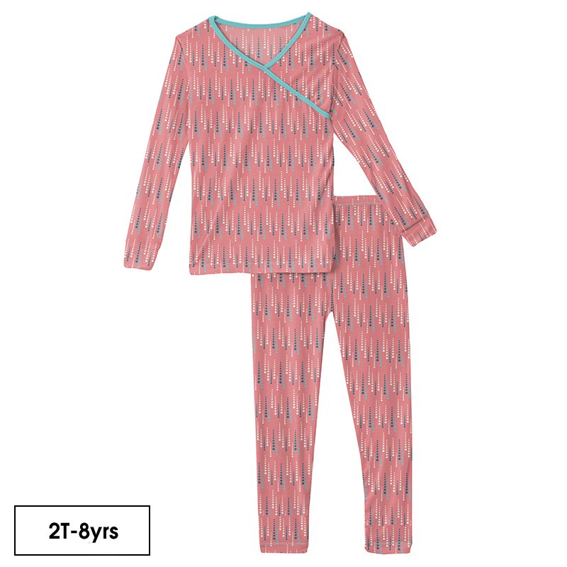 Kickee Pants Print Long Sleeve Kimono Pajama Set in Strawberry Icicles