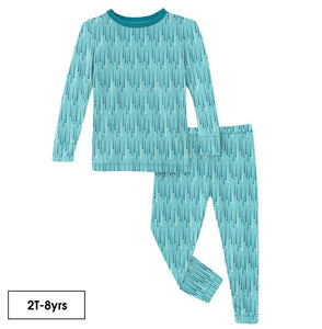 Kickee Pants Print Long Sleeve Pajama Set in Iceberg Icicles