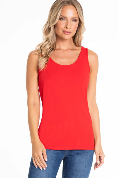 Multiples Red Double Scoop Neck Tank