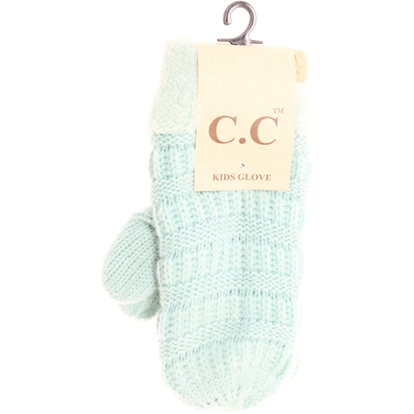 C.C Beanie: Kids Solid Fuzzy Lined Mittens