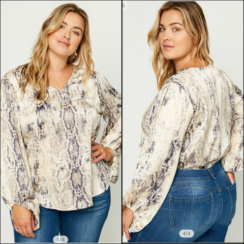 V-Neck Snakeskin Blouse