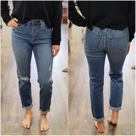 Sneak Peek High Rise Boyfriend Cut Jeans