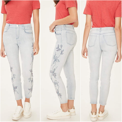 FDJ Slim Ankle Embroidered Floral Jean