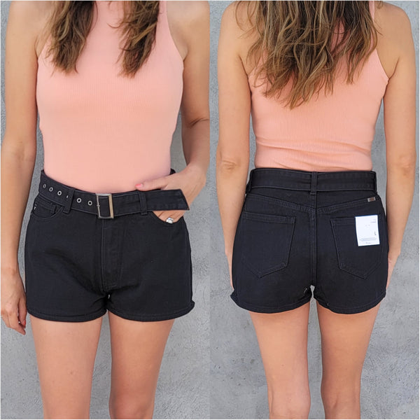 KanCan Abby High Rise Belted Shorts