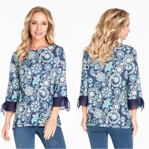 Multiples Flounce Tie Sleeve Top