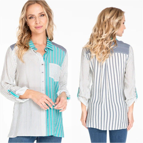 Multiples Multi-Color Stripe Top