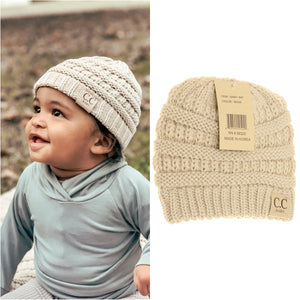C.C Beanie Baby Solid Knit Hat in Beige