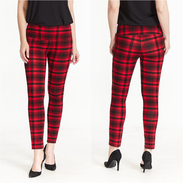 Multiples Red Plaid Pull-On Pant