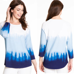Multiples Blue Mix High-Low Top