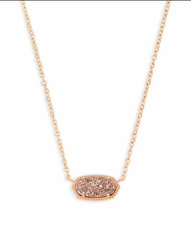 Elisa Rose Gold Pendant Necklace In Rose Gold Drusy