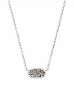 Elisa Silver Pendant Necklace In Platinum Drusy