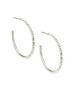 Veronica Hoop Earrings In Silver Iridescent Crystal