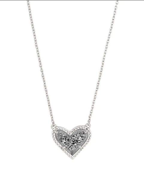 Ari Heart Gold Pendant Necklace In Iridescent Drusy