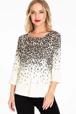 Multiples Animal Print Scoop Neck Top