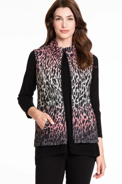 Multiples Pink Leopard Ombre Vest