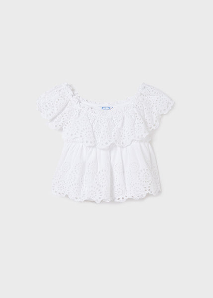 Mayoral White Eyelet Top