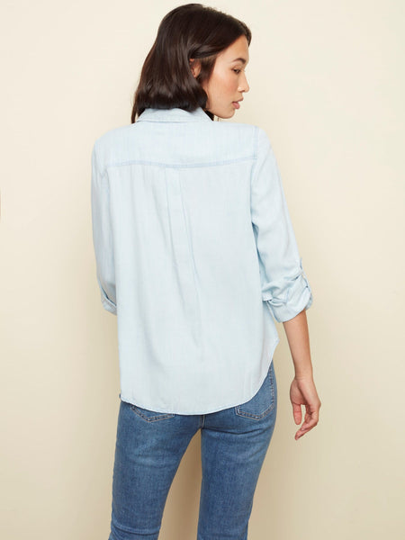 Charlie B Button-Down Denim Blouse