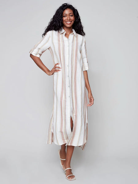 Charlie B: Striped Linen Duster Dress