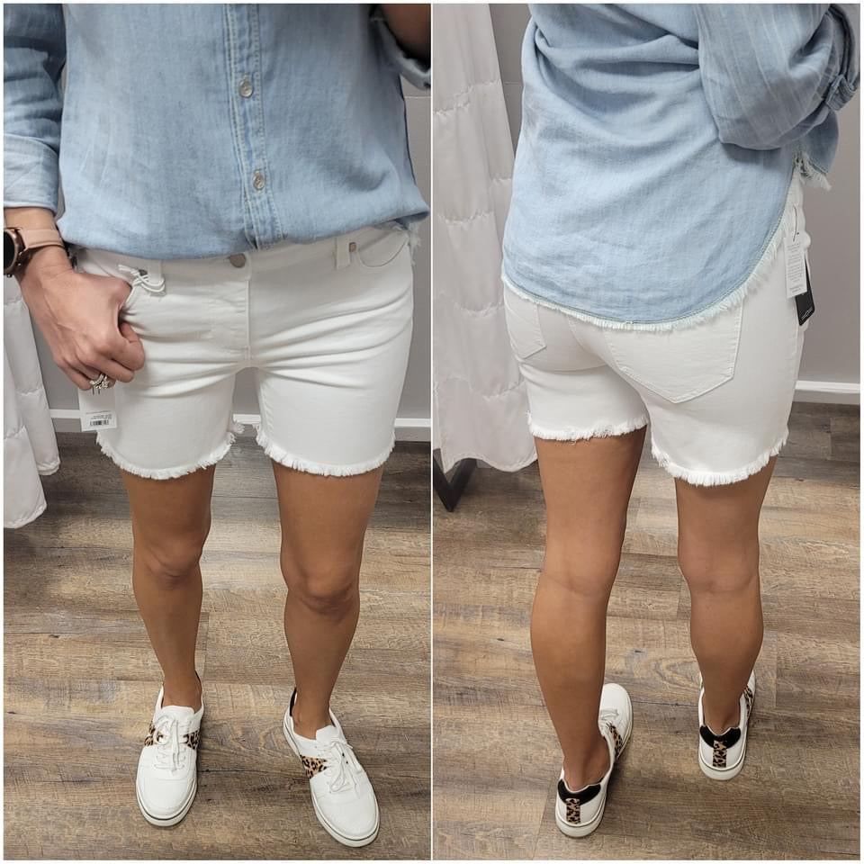 Liverpool Vickie Fray Hem White Denim Short