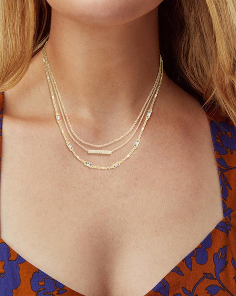 Addison Triple Strand Necklace In Gold