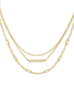 Addison Triple Strand Necklace In Gold
