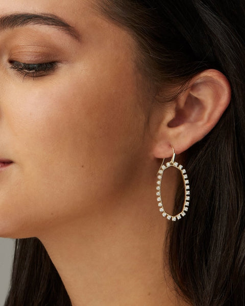 Elle Open Frame Crystal Drop Earrings In Rose Gold