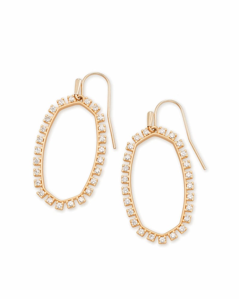 Elle Open Frame Crystal Drop Earrings In Rose Gold